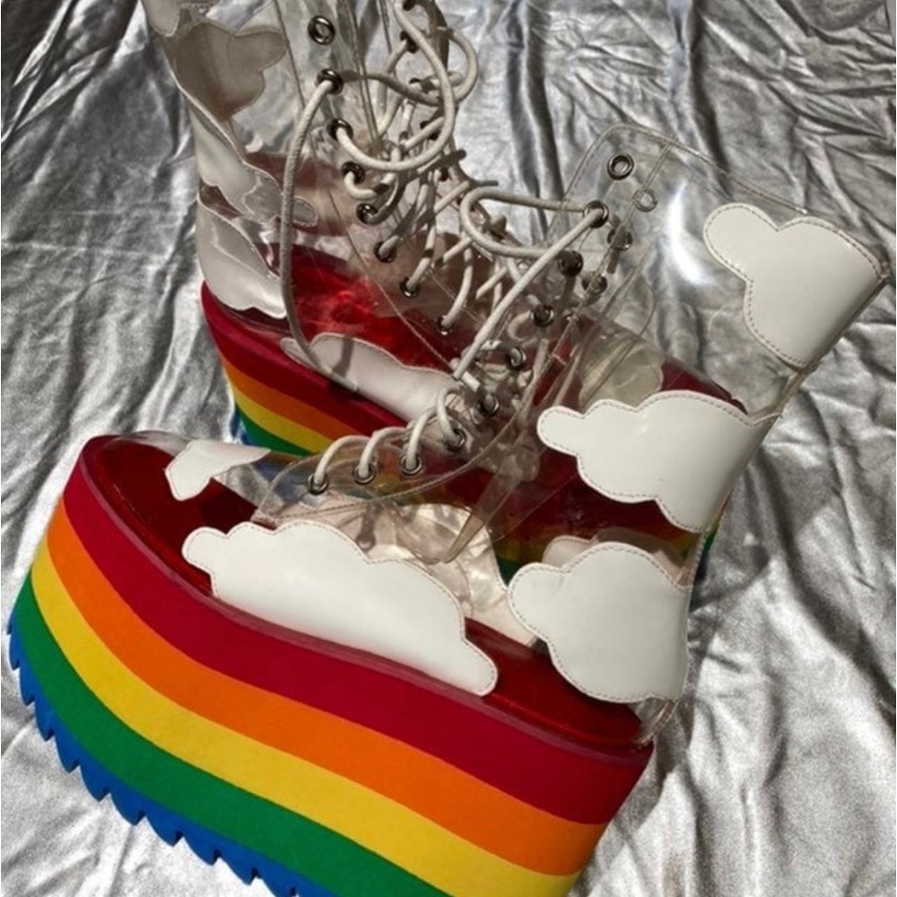 Current Mood Rainbows & Clouds platform boots